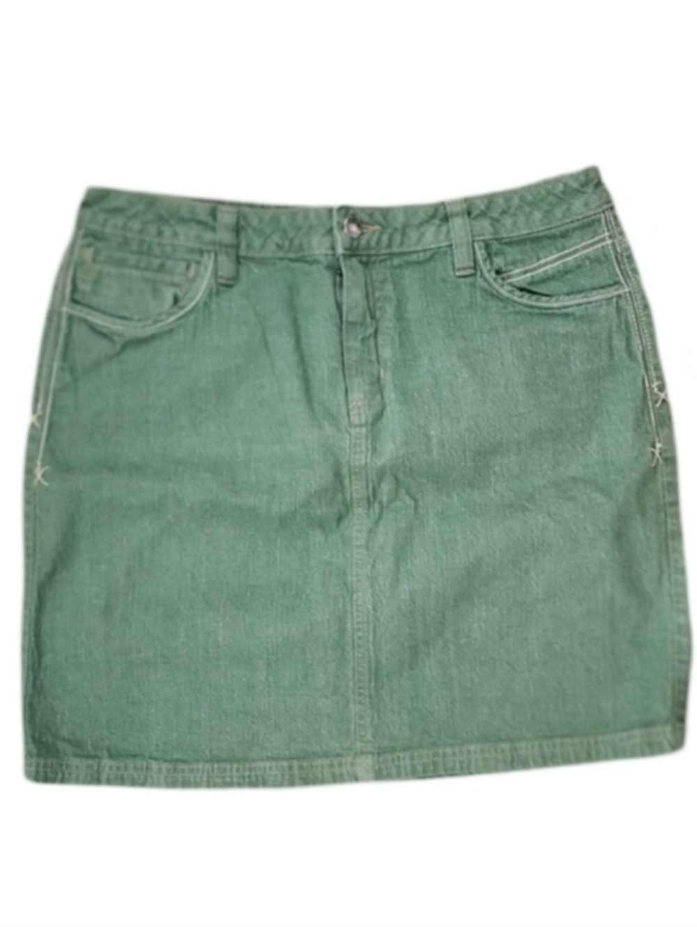 Y2K Route 66 Denim Sage Green Mini Jean Skirt Women's 11/12